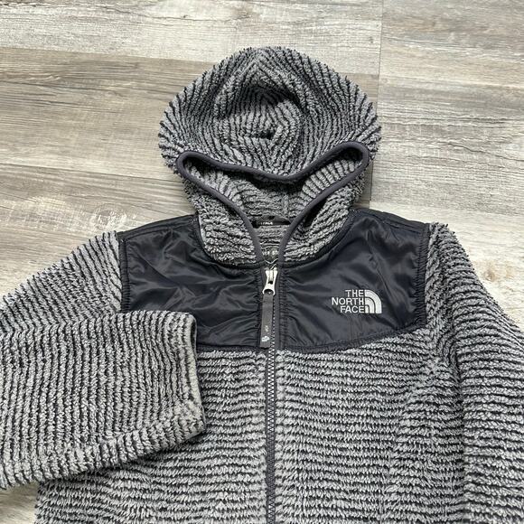 The North Face Gray Black Girls M 10/12 Zip Up Hooded Fleece Oso Jacket Gorpcore - Picture 1 of 10